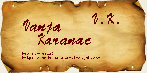 Vanja Karanac vizit kartica